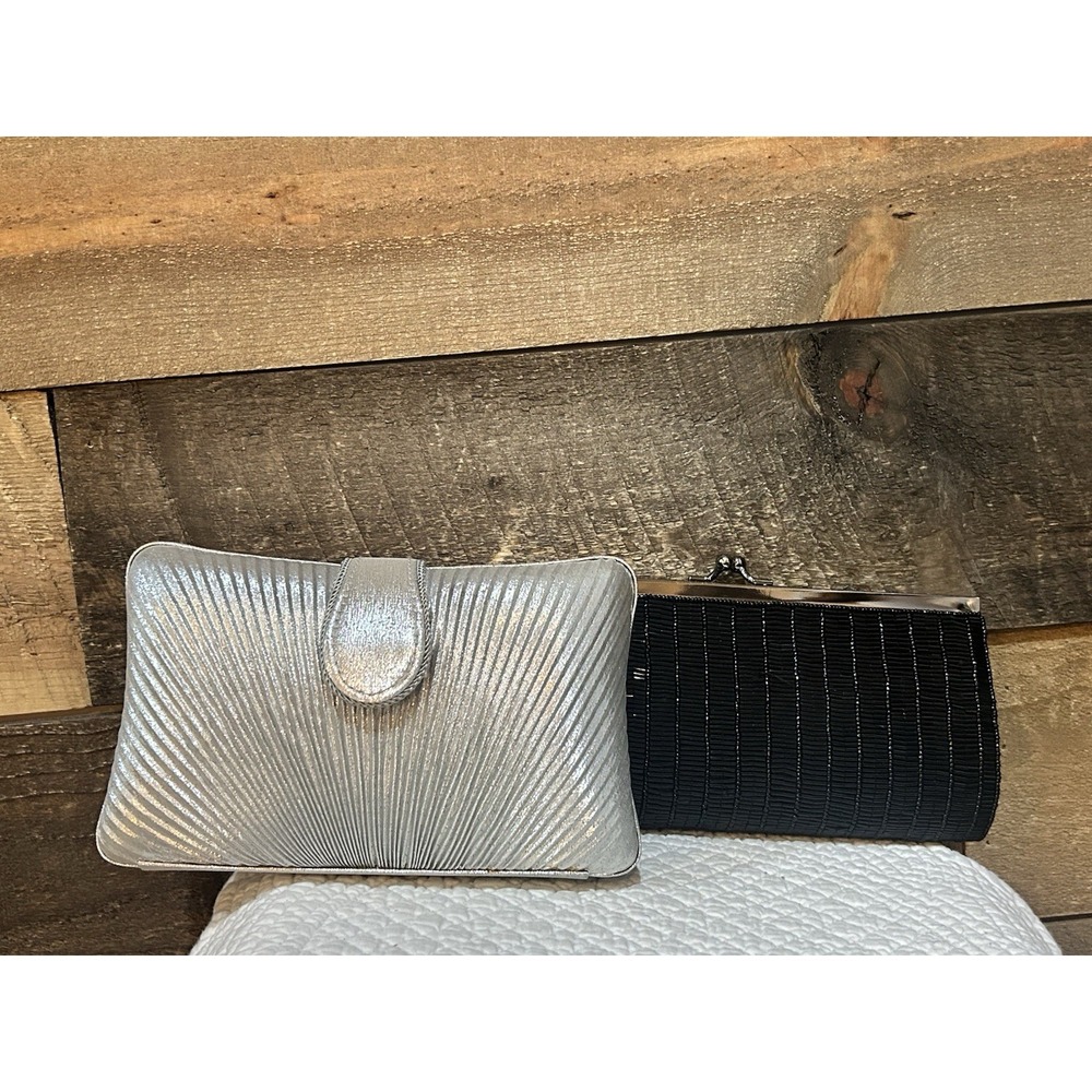 Carlo Fellini & Daniel Ames Black and Silver Evening Clutches‎ With Straps